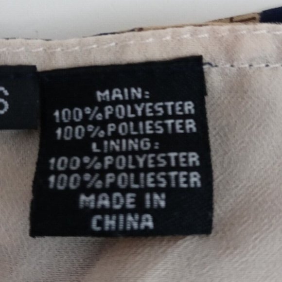 RU Apparel Women's Blue & Tan Lined Sheer  Blouse Size Small - Picture 5 of 6